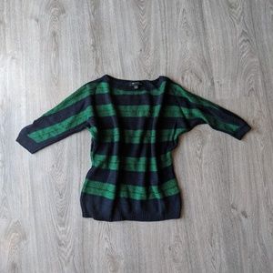 AB Studio Green and Blue Striped Sweater